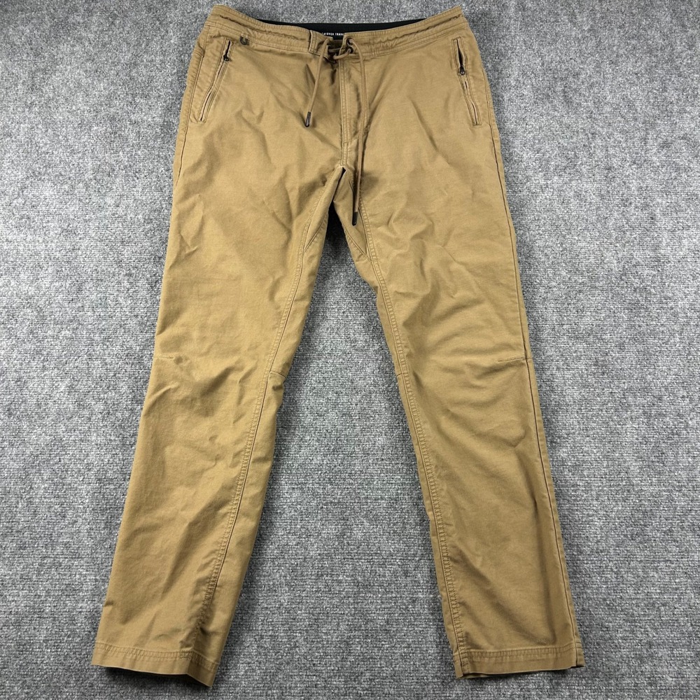 Roark Layover Travel Pants Mens 34 Khaki Tan Drawstring Utility Adventure Cargo